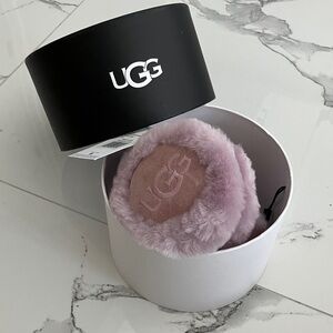NWT UGG Lavender Ashen Rose Fluffy embroidery Earmuffs